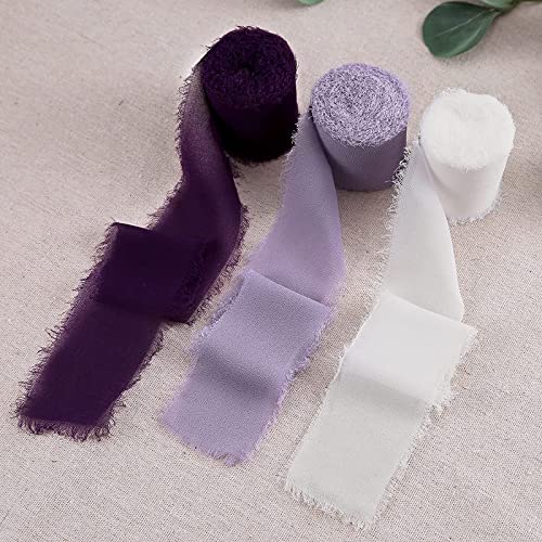 Chiffonband, 3 Rollen 4CM * 5M Geschenkband Hochzeit, Chiffon Schleifenband für Blumenstrauß, Geschenke Verpackung, DIY Handwerk (Typ 43) von EUNEWR