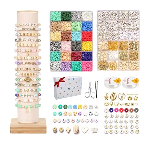 Perlen für Armbänder: Armbänder Selber Machen Kit mit 3mm Glasperlen, Buchstabenperlen und Heishi Perlen, Ideal für DIY Kreationen, Partys und Feiertage von EUPDD