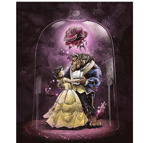 EUPLI Kreuzstich Set Vorgedruckt,Stickerei Set Kreuzstich Starter Kit Vorgezeichnet zum Sticken für Anfänger Stickset zum Selbersticken Cross Stitch Home Decor Beauty And The Beast,40 * 50cm von EUPLI