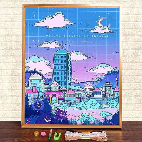 EUPLI Pixel Modular Cartoon Bedruckte wasserlösliche Leinwand 11CT Kreuzstich-Stickset DMC-Faden Handgemachtes Handwerksgeschenk, 30 * 40 cm von EUPLI