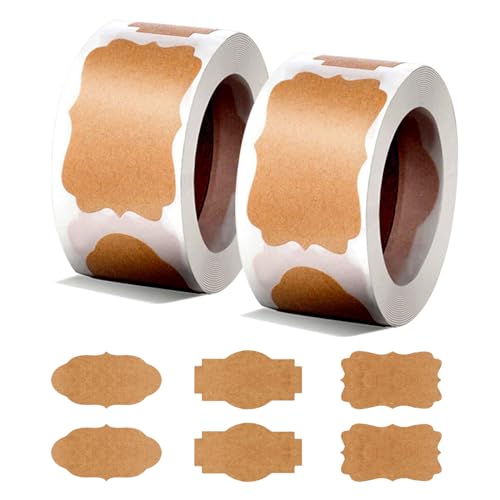 EUPSIIU 600 Stücke Kraft Etiketten Aufkleber, 50mm Aufkleber Etiketten Rund Selbstklebend, Klebeetiketten Zum Beschriften für Karte, Geschenk Dekration, Marmeladen, Briefumschlag, Hochzeitm(braun) von EUPSIIU