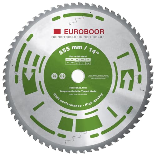 Euroboor 130.355/66M Sägeblatt, 355mm, 66 Zähne, für Stahl & Aluminium, kompatibel mit EDC.355/EDC.135 - Schneller und stärker dank Hartmetall von EUROBOOR