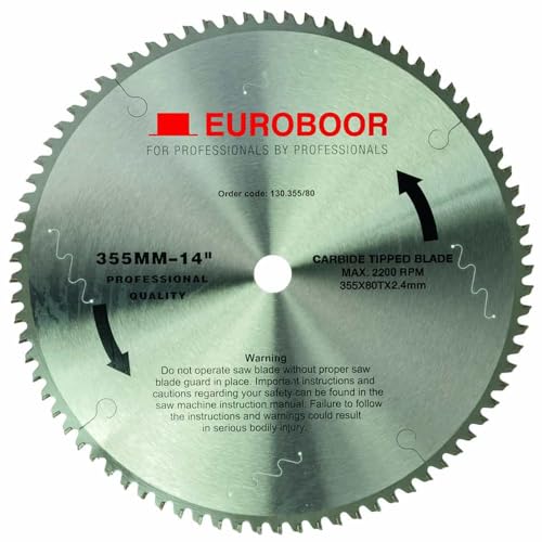 Euroboor 130.355/80 Sägeblatt, 355mm, 80 Zähne, für Stahl & Aluminium, passend für EDC.355 & EDC.135 - Schneller Schnitt, Langlebig von EUROBOOR