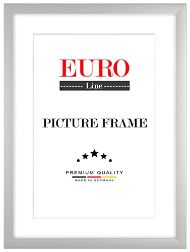 EUROLine Holz Bilderrahmen 11 x 21 cm Silber Matt mit Antireflex-Acrylglas für | Foto | Poster | Puzzle Rahmen von EUROLine35