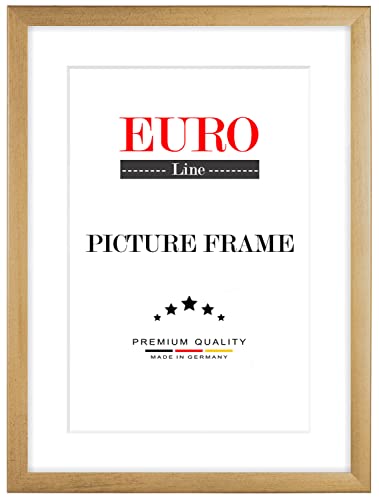 EUROLine Holz Bilderrahmen 16 x 37 cm Gold Gewischt mit Antireflex-Acrylglas für | Foto | Poster | Puzzle Rahmen von EUROLine35