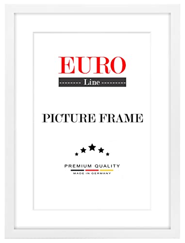 EUROLine Holz Bilderrahmen 29 x 19 cm Weiss Matt mit Antireflex-Acrylglas für | Foto | Poster | Puzzle Rahmen von EUROLine35