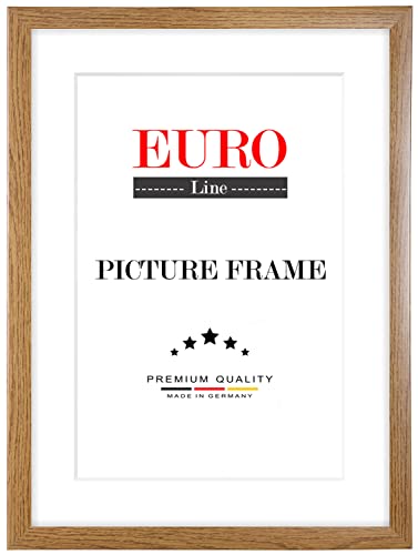 EUROLine Holz Bilderrahmen 29 x 25 cm Eiche Rustikal mit Antireflex-Acrylglas für | Foto | Poster | Puzzle Rahmen von EUROLine35