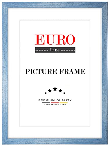 EUROLine Holz Bilderrahmen 30 x 24 cm Hellblau Gewischt mit Antireflex-Acrylglas für | Foto | Poster | Puzzle Rahmen von EUROLine35