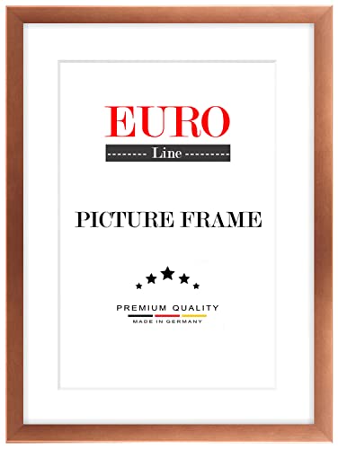 EUROLine Holz Bilderrahmen 36 x 56 cm Kupfer Braun mit Antireflex-Acrylglas für | Foto | Poster | Puzzle Rahmen von EUROLine35