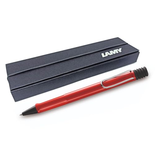 LAMY safari Kugelschreiber mit ergonomischem Griff & Strichstärke M - für angenehm langes Schreiben - aus robustem ASA Kunststoff - inklusive Großraummine M 16 (Geschenkbox, Rot) von EUROPENS