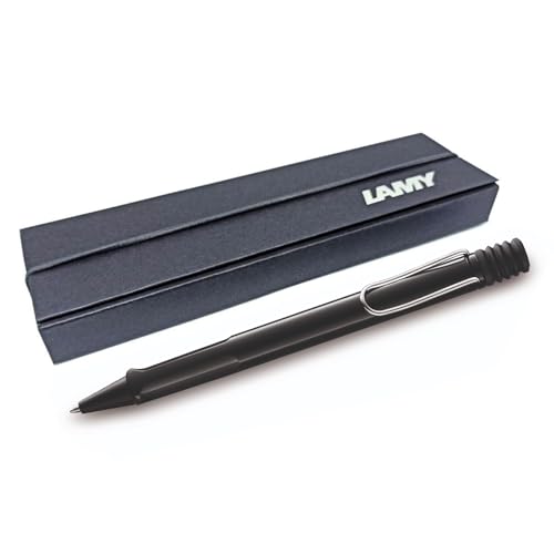 LAMY safari Kugelschreiber mit ergonomischem Griff & Strichstärke M - für angenehm langes Schreiben - aus robustem ASA Kunststoff - inklusive Großraummine M 16 (Geschenkbox, Schwarz glänzend) von EUROPENS