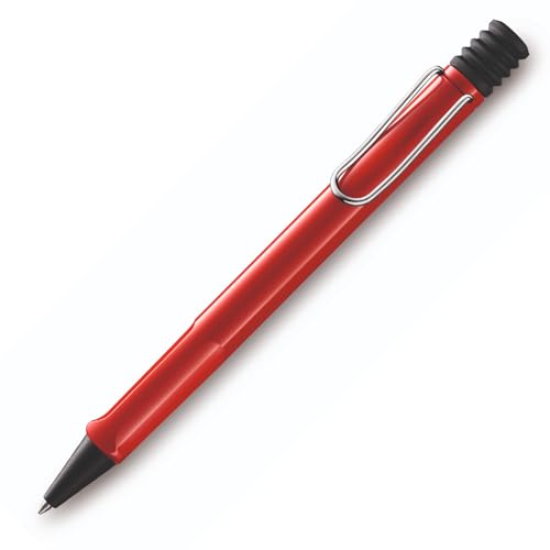 LAMY safari Kugelschreiber mit ergonomischem Griff & Strichstärke M - für angenehm langes Schreiben - aus robustem ASA Kunststoff - inklusive Großraummine M 16 (ohne Geschenkbox, Rot) von EUROPENS