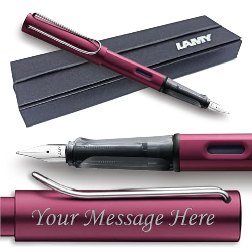 Lamy Al-Star Füllfederhalter, Farbe und Federbreite wählbar (in Geschenkbox), Gravur erhältlich (Feder für Linkshänder, Schwarz-Violett) von EUROPENS