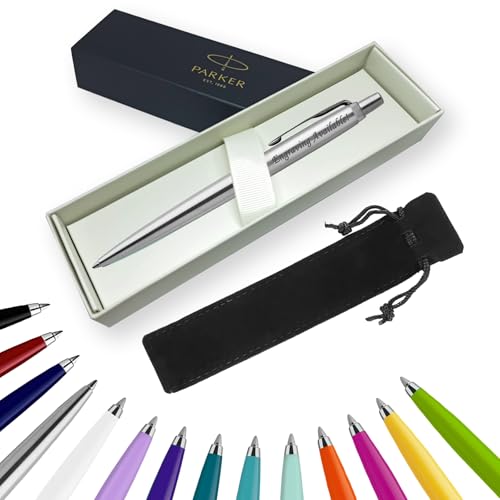 Parker Jotter Kugelschreiber, Handschrift-Stifte & Schreibwarenbedarf, ideal für Weihnachten und Geschenke können graviert werden. (mit Gravur, Edelstahl mit Chromverzierung, Geschenkbox) von EUROPENS