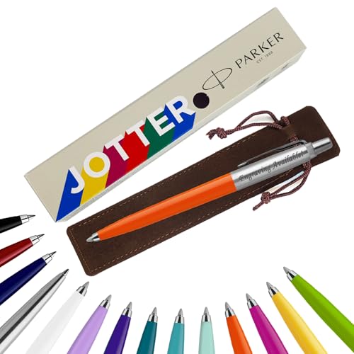 Parker Jotter Kugelschreiber Handschriftstifte & Schreibwaren – Ideal für Weihnachten und Geschenke können graviert werden! (mit Gravur, Orange, kardierte Geschenkbox (umweltfreundlich)) von EUROPENS