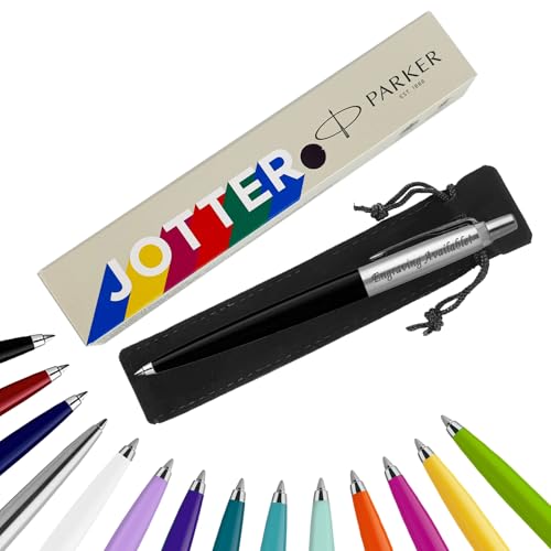 Parker Jotter Kugelschreiber Handschriftstifte & Schreibwaren – Ideal für Weihnachten und Geschenke können graviert werden! (mit Gravur, schwarz, kardierte Geschenkbox (umweltfreundlich)) von EUROPENS