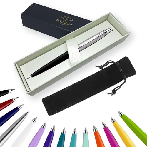 Parker Jotter Kugelschreiber Handschriftstifte & Schreibwaren Zubehör - Ideal für Weihnachten und Geschenke können graviert werden! (Ohne Gravur, Schwarz, Geschenkkarton mit Schleifenband) von EUROPENS