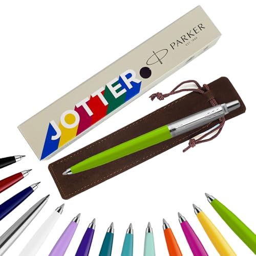 Parker Jotter Kugelschreiber Handschriftstifte & Schreibwaren – ideal für Weihnachten und Geschenke können graviert werden! (ohne Gravur, apfelgrün, kardierte Geschenkbox (umweltfreundlich)) von EUROPENS