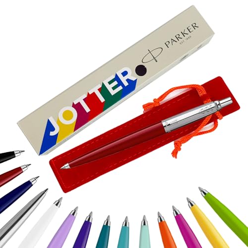 Parker Jotter Kugelschreiber Handschriftstifte & Schreibwaren – ideal für Weihnachten und Geschenke können graviert werden! (ohne Gravur, rot, kardierte Geschenkbox (umweltfreundlich)) von EUROPENS