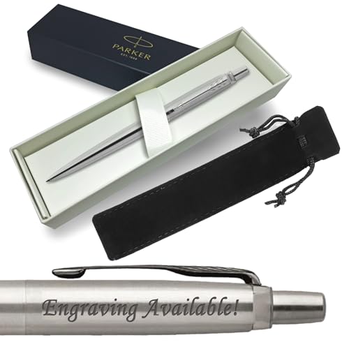 Parker Kugelschreiber, personalisierbar, aus Edelstahl, mit Federmäppchen und Geschenk-Box, individueller Kugelschreiber für Geburtstage, Jubiläen und Firmenstift-Geschenke von EUROPENS