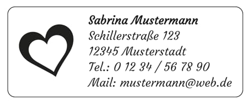 Adressaufkleber Etiketten Aufkleber, 240 Stück, individuell bedruckt mit Ihrem Wunschtext, inkl. praktische Aufbewahrungsdose - Design Herz von EUROPRINT24