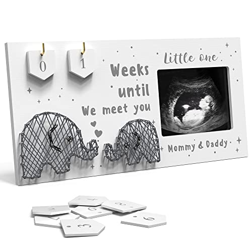 Baby Sonogramm Bilderrahmen mit Baby Countdown Wochen – Standard 10,2 x 7,6 cm Ultraschallfoto – Schwangerschaftsankündigungen Ideen – Geschlecht offenbaren Baby-Shower Geschenk – Neue Mutter erwartet von EURSET