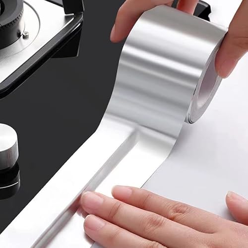 EUYIMOMO dichtungsband selbstklebend Hochtemperatur-Aluminiumfolie-Klebeband wasserdichte Aufkleber Küchenspülen, Selbstklebende fettbeständige Aufkleber Waschbeckennähte (Color : Silver, Size : 5cm von EUYIMOMO