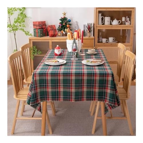 EUYIMOMO tischdecke Weihnachten Grüne Karierte Heimtextilien-Weihnachtstischdecke, Neujahrstischdecke for Familientreffen im Restaurant (Color : Green Plaid, Size : 140X200CM) von EUYIMOMO