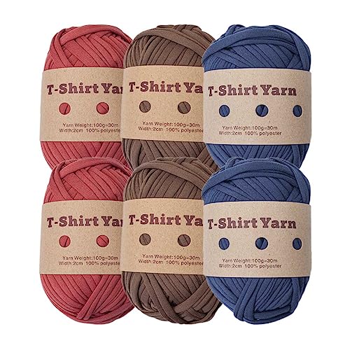 6 Rollen dickes Strickgarn, elastischer Stoff, T-Shirt, Garn, Spaghetti-Garn für Handtasche, Decke, Kissen, Häkeln 6 Rollen dickes Strickgarn, elastischer Stoff, T-Shirt, Garn, Spaghetti-Garn für Handtasche, Decke, Kissen, Häkeln von EUYueli