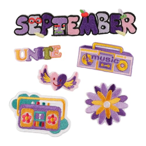 6-teiliges Stickerei-Flicken-Set für Bekleidungszubehör, Cartoon-Buchstaben-Designs, leicht zu nähen und leuchtende Farben 6-teiliges Stickerei-Flicken-Set für Bekleidungszubehör, Cartoon-Buchstaben-Designs, leicht zu nähen und leuchtende Farben von EUYueli