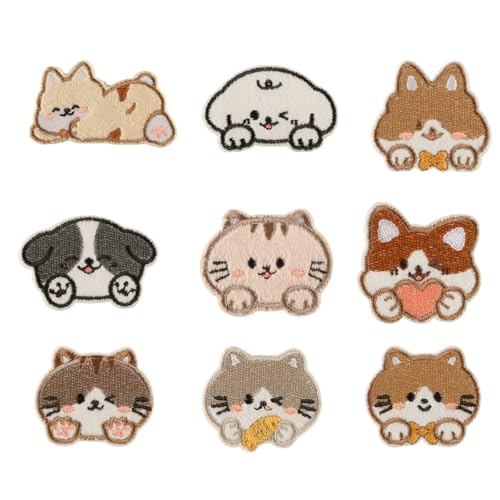9 Stück bestickte Aufnäher mit Hunden, Cartoon-Tier-Aufnäher, zum Aufbügeln oder Aufnähen für Kleidung 9 Stück bestickte Aufnäher mit Hunden, Cartoon-Tier-Aufnäher, zum Aufbügeln oder Aufnähen für Kleidung von EUYueli