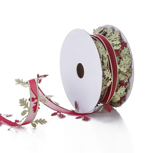 Dekoband mit Blättern, 40 mm breit, Weihnachtsdekoration, für Weihnachtskranz, Hochzeit, Dekoration, Verpackung, 20 m Dekoband mit Blättern, 40 mm breit, Weihnachtsdekoration, für Weihnachtskranz, Hochzeit, Dekoration, Verpackung, 20 m von EUYueli