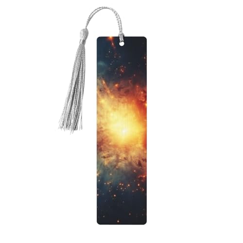 Dream Space Sky Star Print Exquisite Holz-Lesezeichen mit Quasten Holzhandwerk Lesezeichen Ornamente mit Löchern und Seilen für von EUZLKDXU