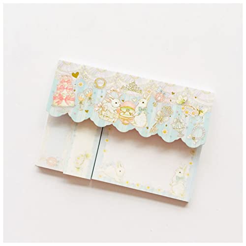 EUZLKDXU Haftnotiz 60 Seiten 2 + 1 Spitze Stil Prinzessin Blumen Kleid Kaninchen Memo Pad Haftnotizen Schulbüro Supply Schreibwaren Notizblock Haftnotiz Set(B) von EUZLKDXU