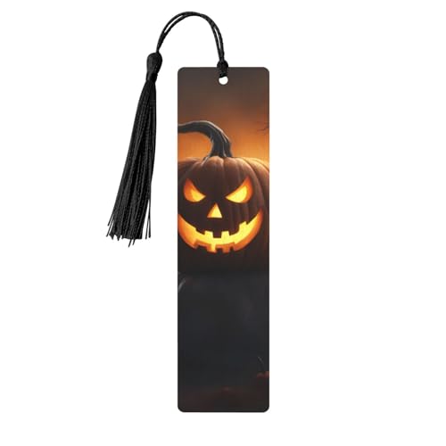 Halloween Geist Kürbis 1 Druck Exquisite Holz Lesezeichen mit Quasten Holzhandwerk Lesezeichen Ornamente mit Löchern und Seilen für von EUZLKDXU