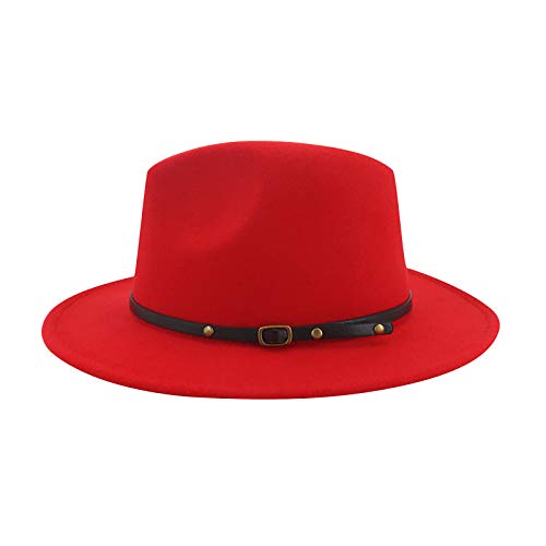 EVAEVA Strickmaschine Kinder Für Mützen Und Schalle Rote Panama-Hut lässige Ton Zwei Wolle Frauen Hut Fedora Jazz Hüte für Männer Herren Snapback Cap Schwarz (Red, One Size) von EVAEVA