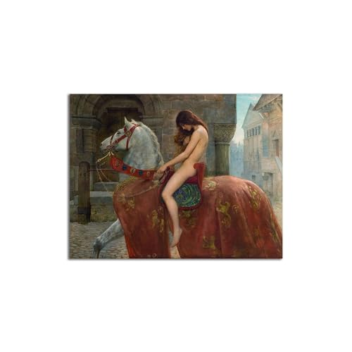 EVANEM Berühmte Leinwand-Wandkunst-Bilder. John Collier Leinwandgemälde. Lady Godiva Ölgemälde Reproduktion für Wohnkultur 80x110cm ungerahmt von EVANEM