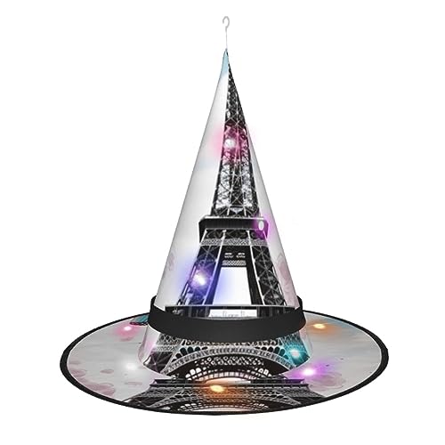 EVANEM Hexenhut Paris Turm Schmetterling Halloween Lichter Hexenhut 3 Farbwechsel Leuchtender Hexenhut Halloween Dekorationen Hut von EVANEM