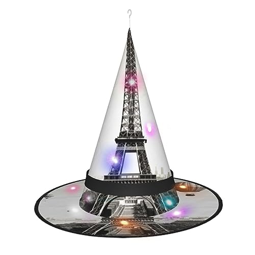 EVANEM Hexenhut mit Paris-Turm, Halloween-Lichter, 3 Farbwechsel, leuchtender Hexenhut, Halloween-Dekorationen von EVANEM