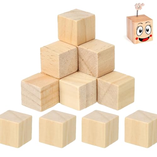 12 Stück Kleine Holzwürfel, 5 cm Blanko-Holzwürfel, quadratische Holzblöcke zum Basteln, unfertige Holzwürfel, glatte Holzwürfel, für DIY, Stempel, handgefertigt, Dekoration, Holzhandwerk von EVDZNA