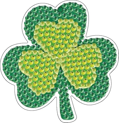 EVECILOO St. Patrick's Day DIY Diamant-Schlüsselanhänger, 5D-Diamant-Kunst-Ornamente, Kleeblatt-Schlüsselanhänger, St. Patrick's Day Wertschätzungs-Set, Diamant-Ornamente mit Tablett-Bohrstift für St. von EVECILOO