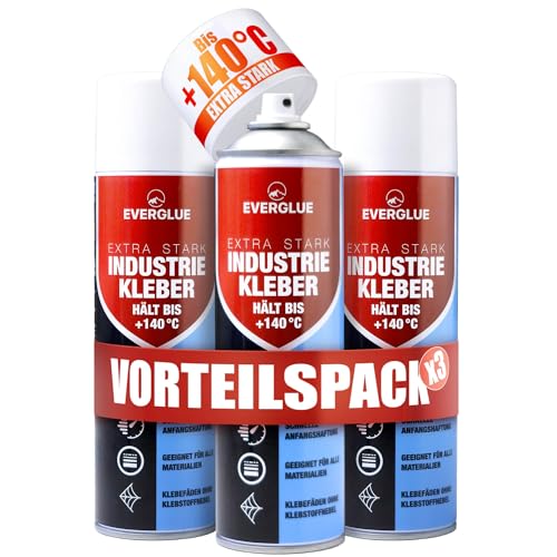 Big Difference Sprühkleber mit variablem Sprühkopf Ventil 400ml Aerosol (3 x Sprühkleber hitzebeständig) von EVERGLUE