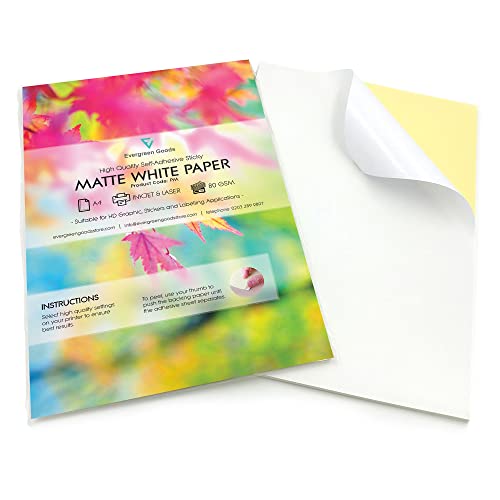 Etikettenpapier, A4, matt, selbstklebend, Weiß, 25 Blatt von EVG Home & Office Supplies