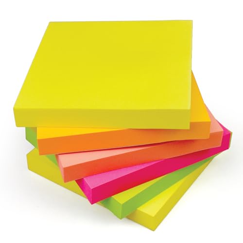 Haftnotizen in 600 leuchtenden Farben, 76 x 76 mm, 6 Blöcke mit je 100 Blatt, entfernbare Haftnotizen in Gelb, Rosa, Orange, Grün, Pfirsich | Zuhause, Büro und Schule von EVG