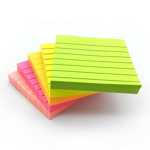 Post-it Haftnotizen Bright | Liniierte Haftnotizblöcke | To-Do-Liste | Notizblöcke für Zuhause, Büro und Schule | Memo-Blöcke | Packung mit 4 | 76mm x 76mm 100 Blätter pro Block von EVG