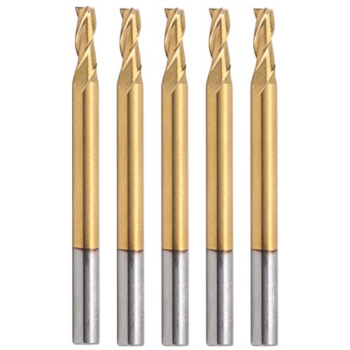 5pcs 3 -Floute Flat End Frende Cutter Ti Plating Router Bits 3.175 x 2,5 x 6 x 40 von EVTSCAN