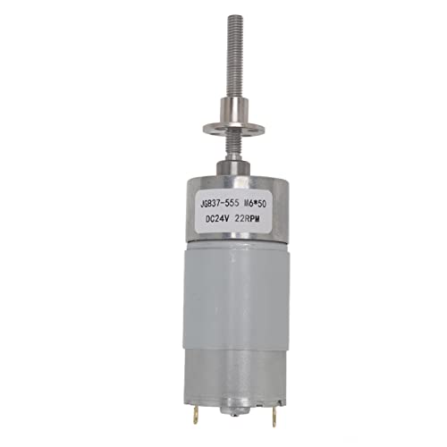 EVTSCAN DC GEARED MOTOR M6X50 Faden Selbstverriegelungs Aluminiumlegierschale Messing Spulengeschwindigkeitsreduzierung Motor mit Flansch DC24V (22RPM) von EVTSCAN