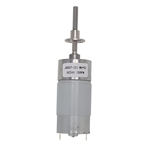 EVTSCAN DC GEARED MOTOR M6X50 Faden Selbstverriegelungs Aluminiumlegierschale Messing Spulengeschwindigkeitsreduzierung Motor mit Flansch DC24V (35RPM) von EVTSCAN