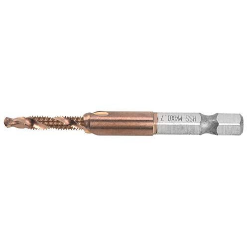 EVTSCAN Hochgeschwindigkeitsstahl Bronze 6,35 mm Sechskant Shank Tap Bohrbohrer Bitverbesserungshahn für interne Chipentfernung (High-speed steel bronze M4 single branch) von EVTSCAN