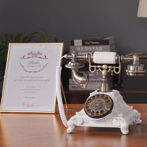 EVTSCAN Vintage Audio Guestbook Phone, Retro -Aufnahme Telefon, USB -Wiedergabe, für Hochzeiten Geburtstage Feierlichkeiten (White) von EVTSCAN